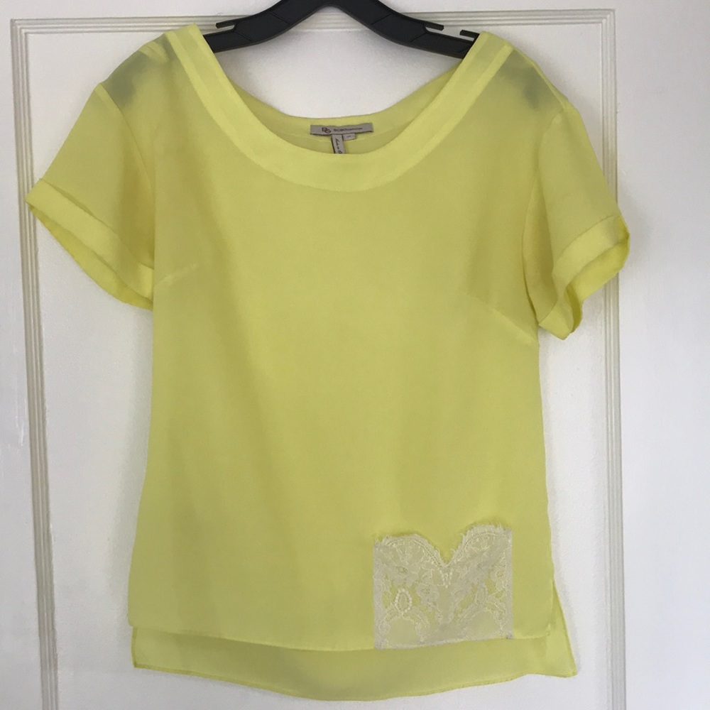 BCBG Generation bright yellow scoop neck blouse